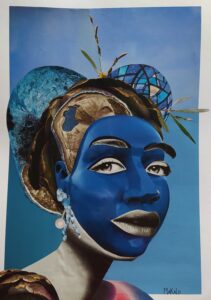 Portrait au masque bleu 42x52
