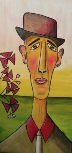 L'homme jaune chapeau  50x100